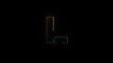 Siyah arkaplanda parlak neon renkli L harfi simgesi. Projen için 4K video.