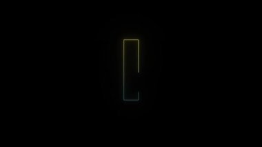 Parlayan neon renkli siyah arka planda I harfi simgesi. Projen için 4K video.