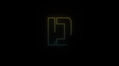 Siyah arkaplanda parlayan neon renkli D harfi simgesi. Projen için 4K video.