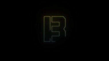 Siyah arkaplanda parlayan neon renkli B harfi simgesi. Projen için 4K video.