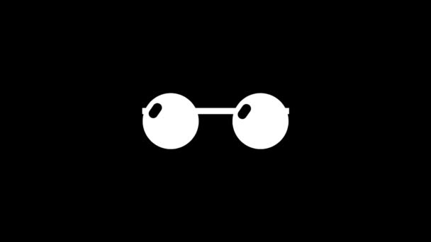 Glitch-Brille Symbol auf schwarzem Hintergrund. Kreatives 4k-Material für Ihr Videoprojekt.