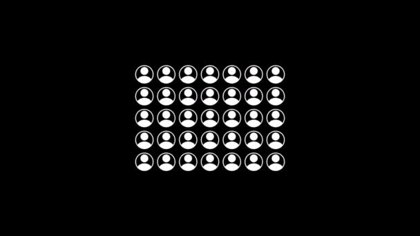 Glitch Mensen Pictogram Zwarte Achtergrond Creatieve Beelden Voor Videoproject — Stockvideo