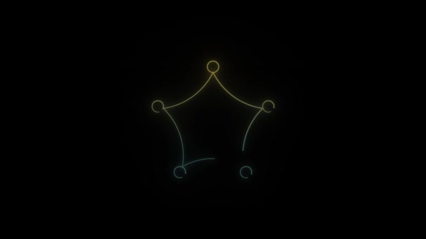 Leuchtendes Neonfarbenes Emblem Auf Schwarzem Hintergrund Video Für Ihr Projekt — Stockvideo