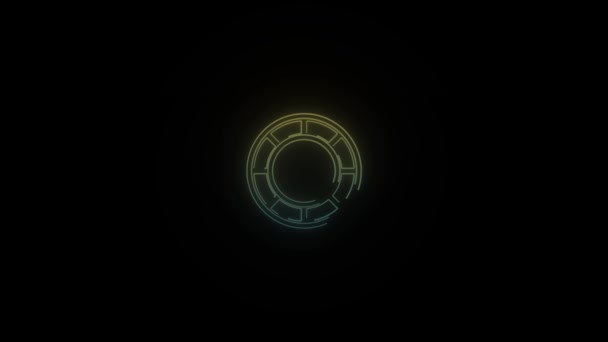 Glowing Neon Reactor Icon Black Background Video Your Project — Stock Video