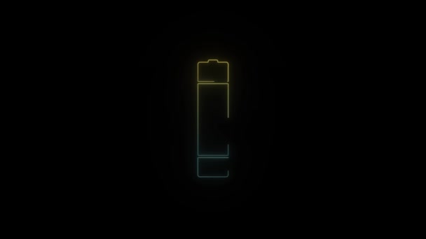Świecąca Neonowa Ikona Baterii Czarnym Tle Wideo Dla Twojego Projektu — Wideo stockowe
