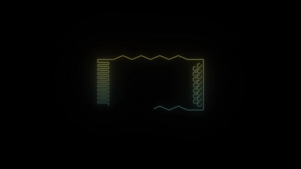 Leuchtende Neon Akkordeon Ikone Auf Schwarzem Hintergrund Video Für Ihr — Stockvideo