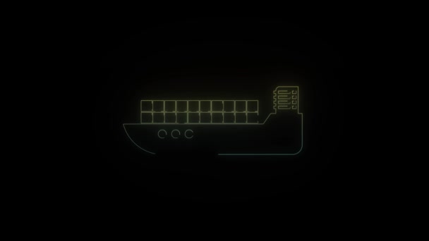 Gloeiende Neon Tanker Pictogram Zwarte Achtergrond Video Voor Project — Stockvideo