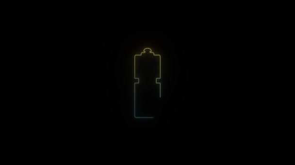 Leuchtende Leuchtflaschen Ikone Auf Schwarzem Hintergrund Video Für Ihr Projekt — Stockvideo