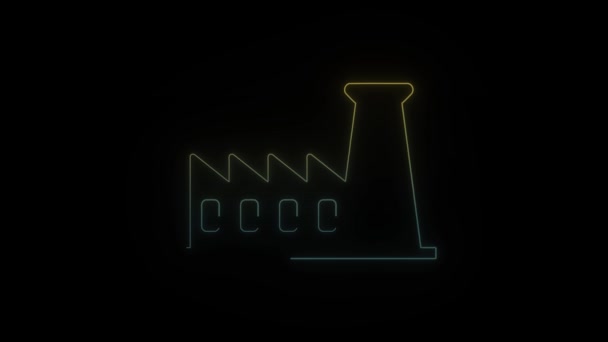 Gloeiende Neon Plant Icoon Zwarte Achtergrond Video Voor Project — Stockvideo