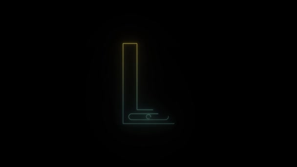 Leuchtende Neon Wasserpas Ikone Auf Schwarzem Hintergrund Video Für Ihr — Stockvideo