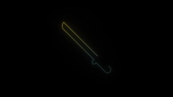 Ícone Katana Neon Brilhante Fundo Preto Vídeo Para Seu Projeto — Vídeo de Stock