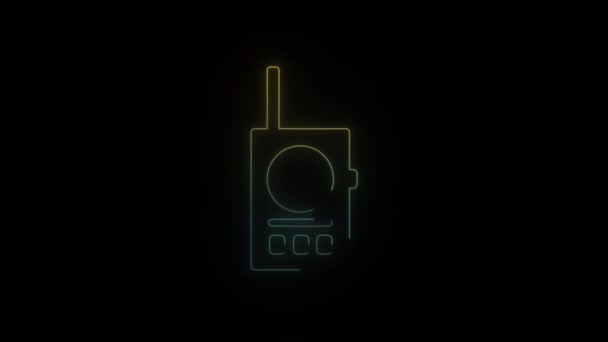 Glowing Neon Radio Icon Black Background Video Your Project — Stock Video