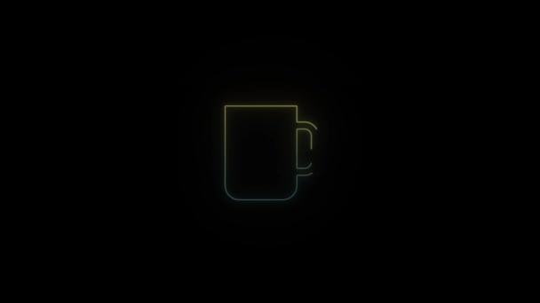 Leuchtende Neonfarbene Tasse Auf Schwarzem Hintergrund Video Für Ihr Projekt — Stockvideo