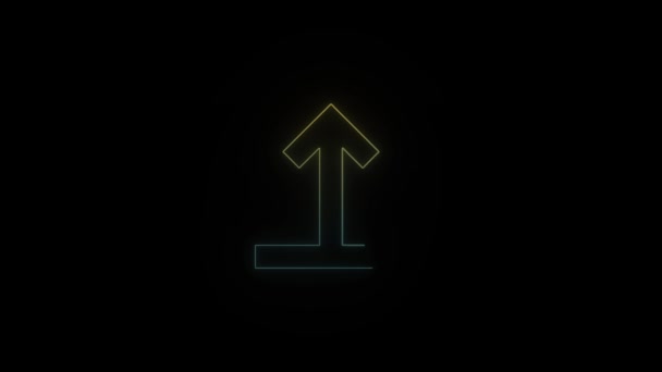 Glowing Neon Upload Icon Black Background Video Your Project — Stock Video
