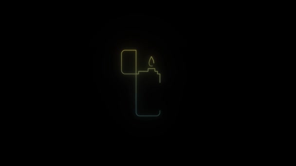 Siyah Arkaplanda Parlayan Neon Işıklı Simge Projen Için Video — Stok video