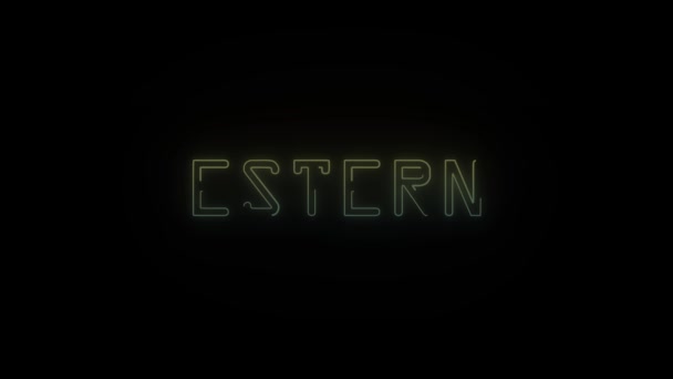 Glowing Neon Estern Word Icon Black Background Video Your Project — Stock Video