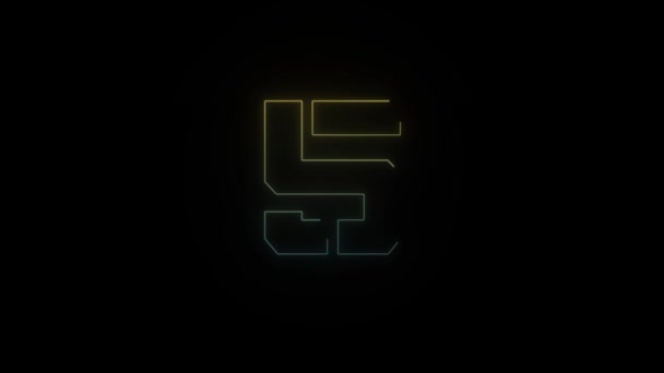 Glowing Neon Stylish Number Icon Black Background Video Your Project — Stock Video