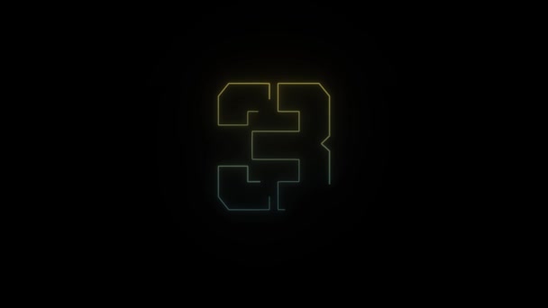 Glowing Neon Stylish Number Icon Black Background Video Untuk Proyek — Stok Video