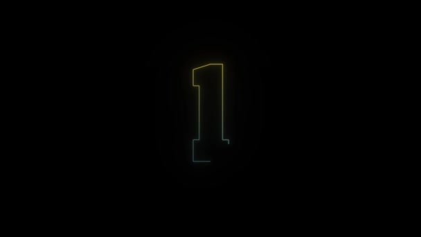 Leuchtendes Neonfarbenes Ziffernsymbol Auf Schwarzem Hintergrund Video Für Ihr Projekt — Stockvideo
