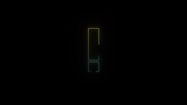 黒の背景にネオンスタイリッシュな感嘆符のアイコンを光る プロジェクトの4Kビデオ — ストック動画