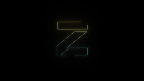 在黑色背景上闪烁着霓虹灯风格的Z字母图标 4K视频为您的项目 — 图库视频影像