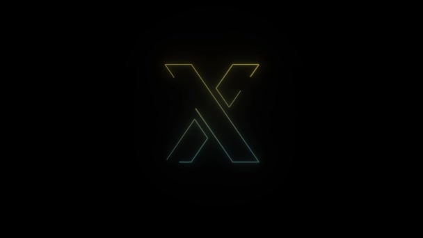 Glowing Neon Stylish Letter Icon Black Background Video Your Project — Stock Video