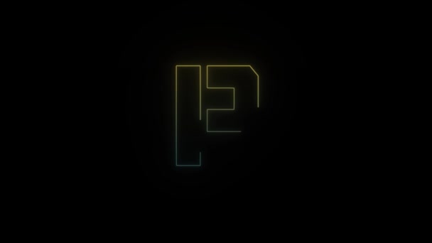 黒の背景にネオンスタイリッシュなP文字のアイコンを光る プロジェクトの4Kビデオ — ストック動画