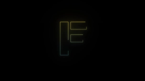 在黑色背景上闪烁着霓虹灯风格的F字母图标 4K视频为您的项目 — 图库视频影像