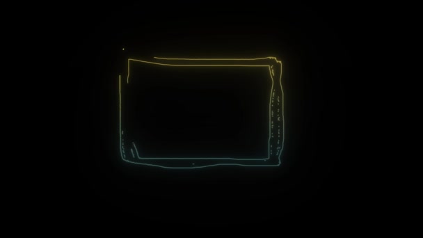 Glowing Neon Abstract Square Icon Black Background Video Your Project — Stock Video