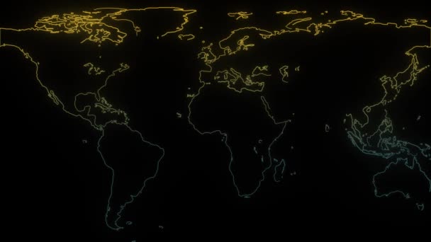 Ícone Mundo Néon Brilhante Fundo Preto Vídeo Para Seu Projeto — Vídeo de Stock