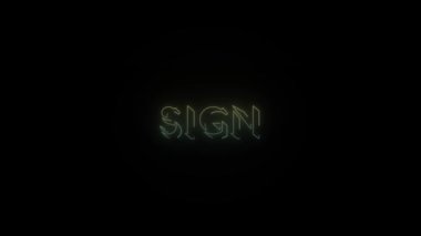Siyah arkaplanda parlayan neon işaret simgesi. Projen için 4K video.