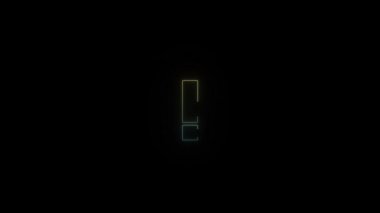 Siyah arkaplanda parlayan neon rengi ünlem simgesi. Projen için 4K video.