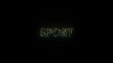 Siyah arka planda parlayan neon renkli spor simgesi. Projen için 4K video.