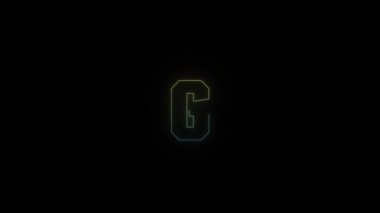 Siyah arkaplanda parlayan neon G harfi simgesi. Projen için 4K video.