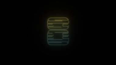 Parlayan neon 80 'in siyah arka planda 8 numaralı retro simgesi. Projen için 4K video.