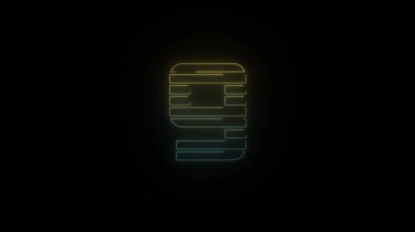 Parlayan neon 80 'in siyah arka planda 9 numaralı retro ikonu. Projen için 4K video.