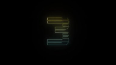 Parlayan neon 80 'in siyah arka planda 3 numaralı retro ikonu. Projen için 4K video.