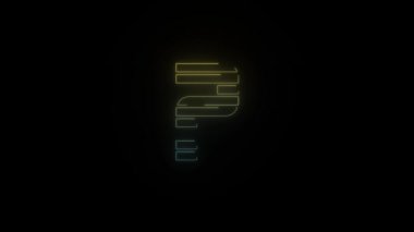 Siyah arka planda parlayan neon 80 'in geçmişe dönük soru işareti simgesi. Projen için 4K video.