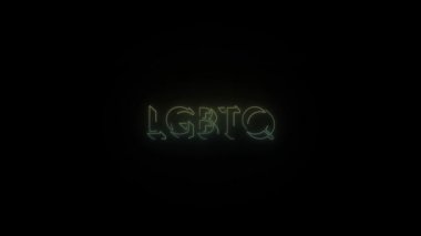 Siyah arkaplanda parlayan neon LGBTQ terimi simgesi. Projen için 4K video.