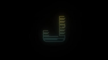 Siyah arka planda parıldayan neon 80 'in J harfi simgesi. Projen için 4K video.