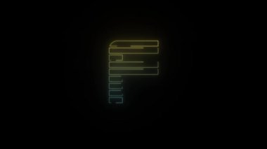 Siyah arka planda parıldayan neon 80 'in F harfi simgesi. Projen için 4K video.