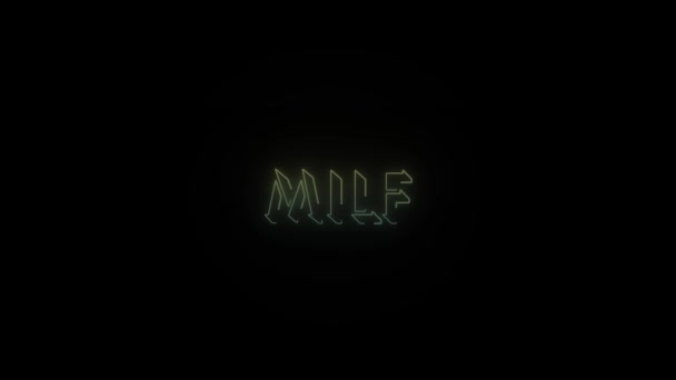 Świecący Neon Milf Słowo Ikona Czarnym Tle Wideo Dla Twojego — Wideo stockowe