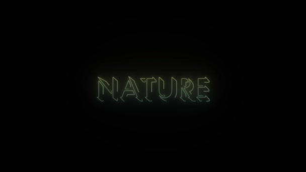 Świecąca Neonowa Ikona Słowa Natura Czarnym Tle Wideo Dla Twojego — Wideo stockowe
