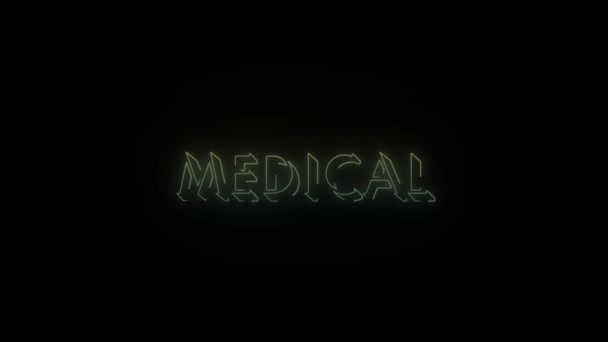 黒い背景にネオンの医療用語のアイコンを光る プロジェクトの4Kビデオ — ストック動画