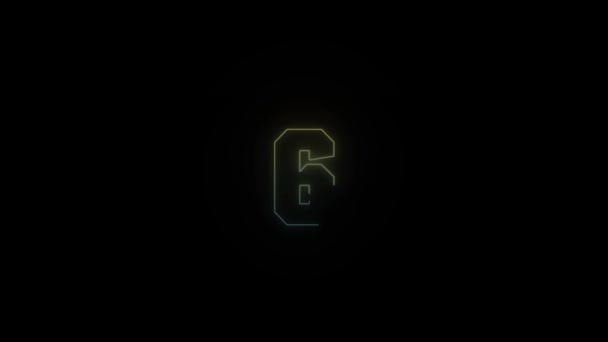 黒の背景にネオン番号6のアイコンを光る プロジェクトの4Kビデオ — ストック動画