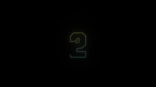 黒の背景にネオンNumber2のアイコンを光る プロジェクトの4Kビデオ — ストック動画