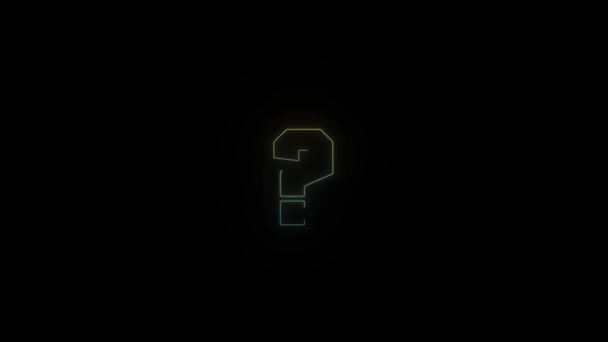 黒の背景にネオンのクエスチョンマークのアイコンを光る プロジェクトの4Kビデオ — ストック動画