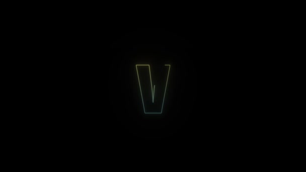 Leuchtendes Neon Buchstaben Symbol Auf Schwarzem Hintergrund Video Für Ihr — Stockvideo