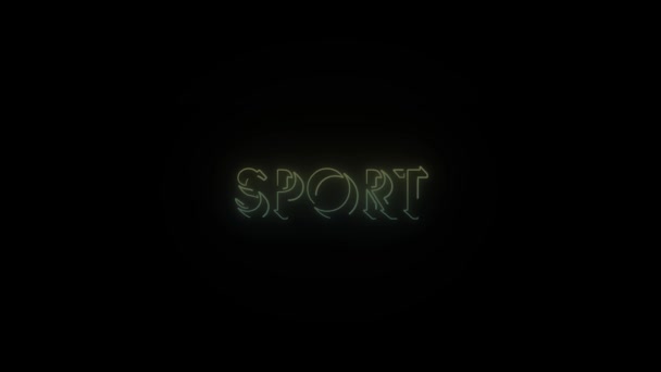 黒の背景にネオンスポーツワードのアイコンを光る プロジェクトの4Kビデオ — ストック動画