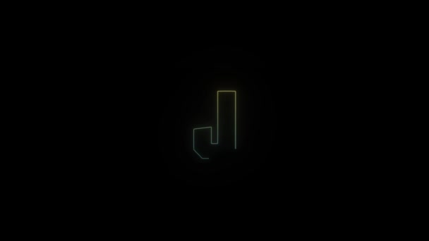 Glowing Neon Letter Icon Black Background Video Your Project — Stock Video